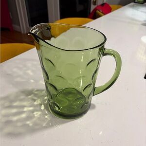 VTG 70's Hazel Atlas Eldorado Pattern Avocado Green Glass 64oz Serving Pitcher